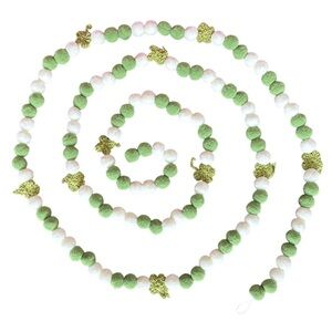 6 ft St. Patrick’s Day Shamrock Pom Pom Garland Handmade Copper Colored Wire NEW